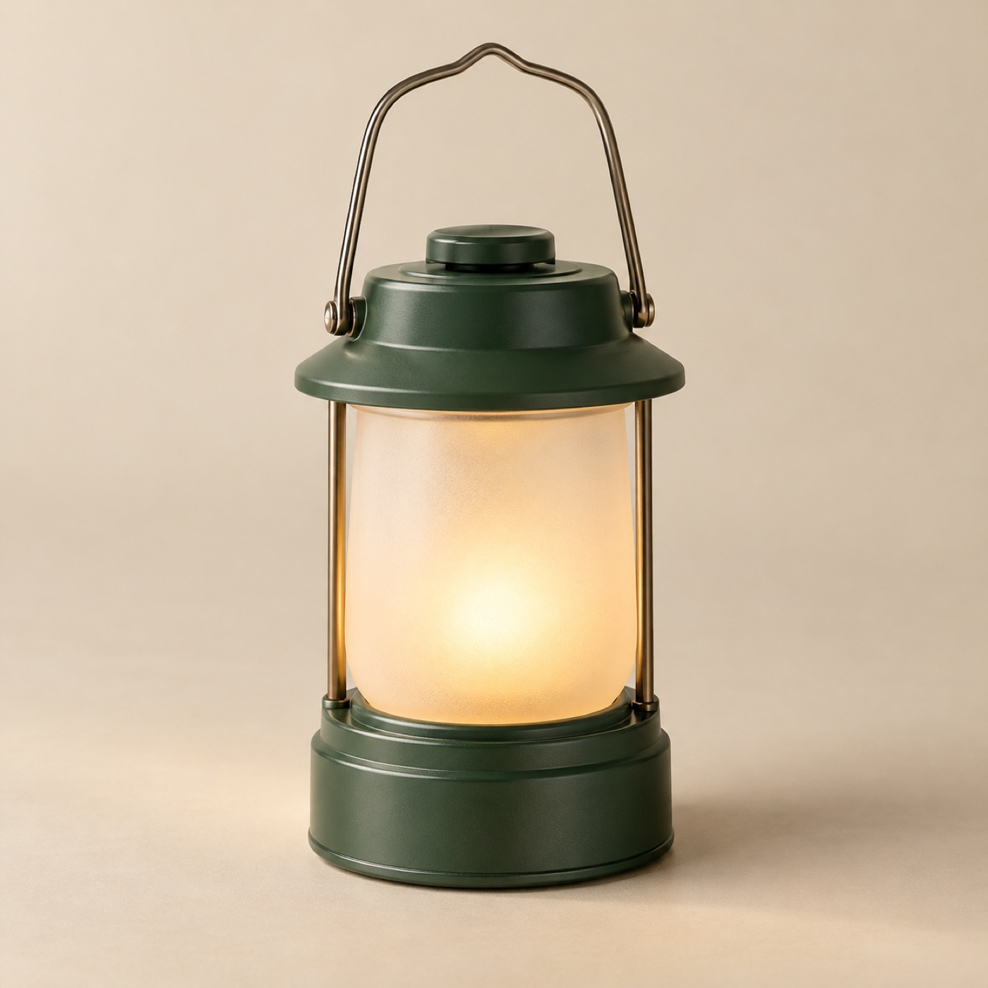 Glow rechargeable camping lantern glowing warmly